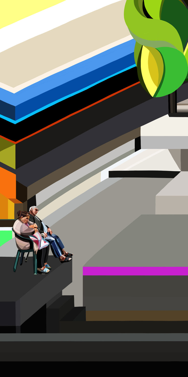 an elderly couple sitting next to each other