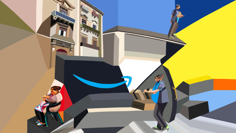 amazon delivery and old lady in Catania
